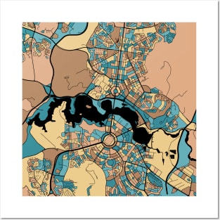 Canberra Map Pattern in Mid Century Pastel Posters and Art